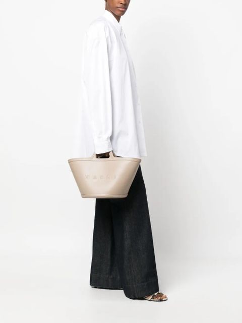 Marni large Tropicalia leather tote bag - Brown - zdjęcie produktu nr 2