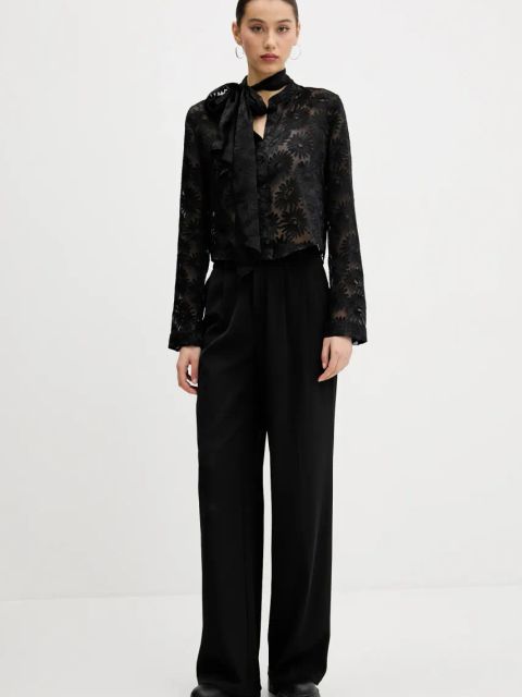 HUGO koszula damska kolor czarny regular z kołnierzykiem klasycznym 50538812