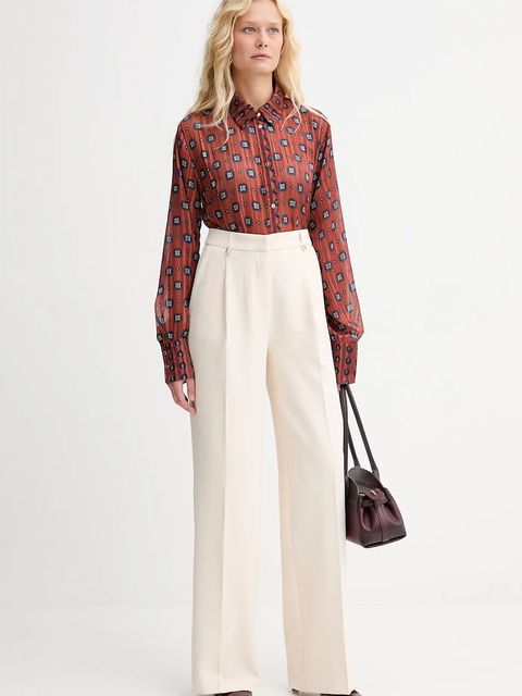 Morgan spodnie damskie kolor beżowy proste high waist PAKA.F - zdjęcie produktu nr 2