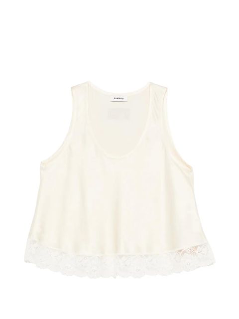SANDRO sleeveless lace-detail top - Yellow - zdjęcie produktu nr 1