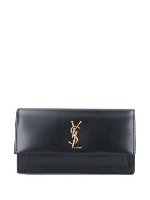Saint Laurent logo-plaque chain-strap clutch bag - 000 BLACK - zdjęcie produktu nr 1