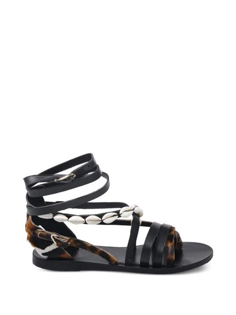 Ancient Greek Sandals Satira shell-embellished sandals - Black - zdjęcie produktu nr 1
