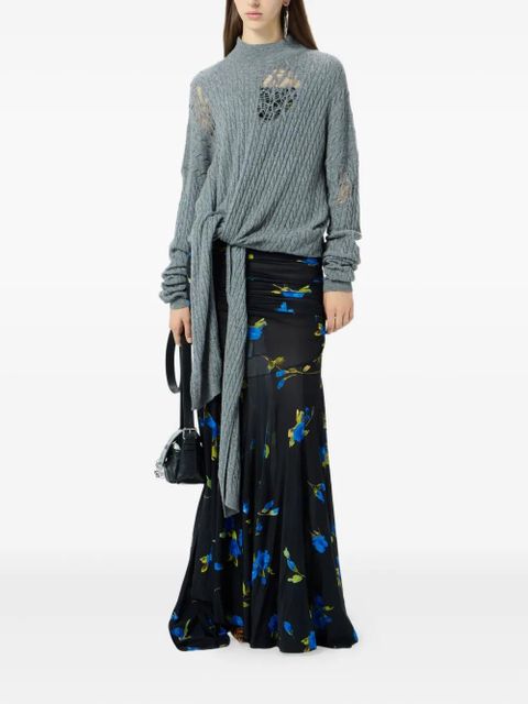 Blumarine floral-print ruched maxi dress - Blue