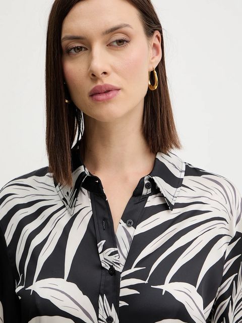 Guess koszula CONCETTA damska kolor czarny regular z kołnierzykiem klasycznym W5YH03 WF1T2