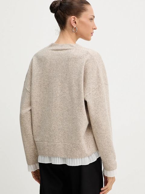 Liu Jo sweter z dodatkiem wełny damski kolor beżowy MF5123 MA90Q