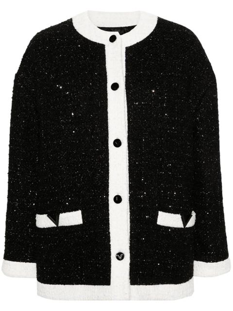 Valentino Garavani caban sequinned tweed jacket - Black