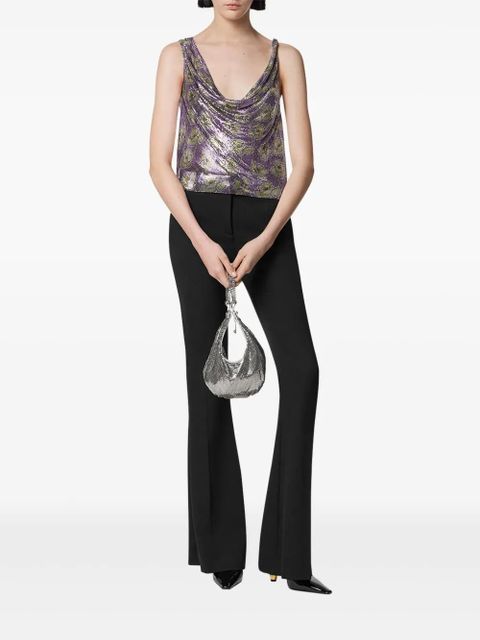 Versace mesh draped-neck top - Purple