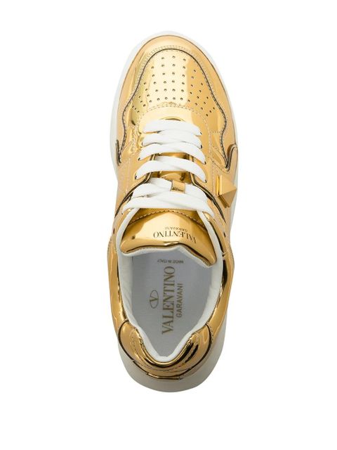 Valentino Garavani One Stud mirror-finish sneakers - Gold