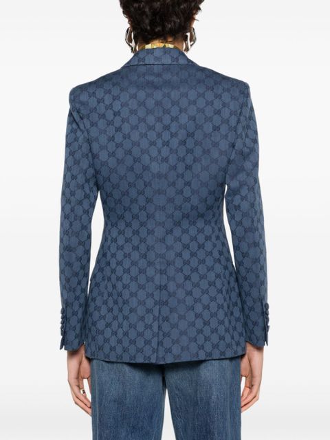 Gucci GG-jacquard single-breasted blazer - Blue