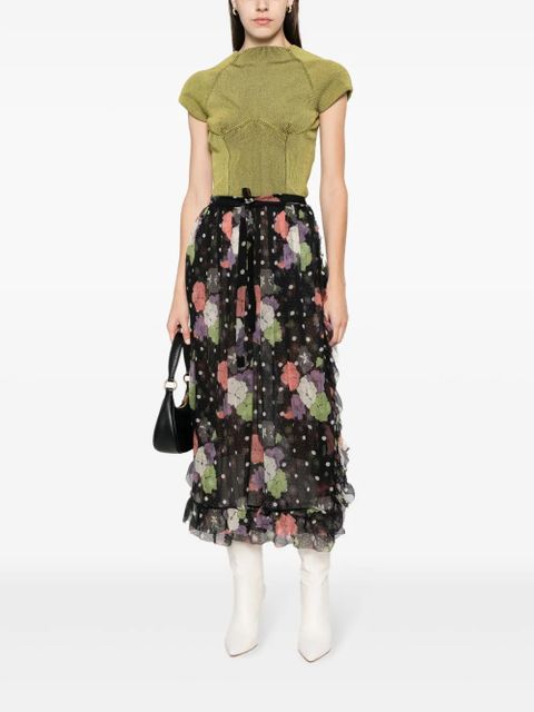 ETRO floral-print ruffled midi skirt - Black - zdjęcie produktu nr 2