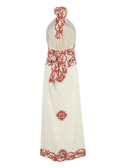 Johanna Ortiz halterneck embroidered dress - White