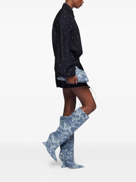 The Attico drawstring shirt mini dress - Blue