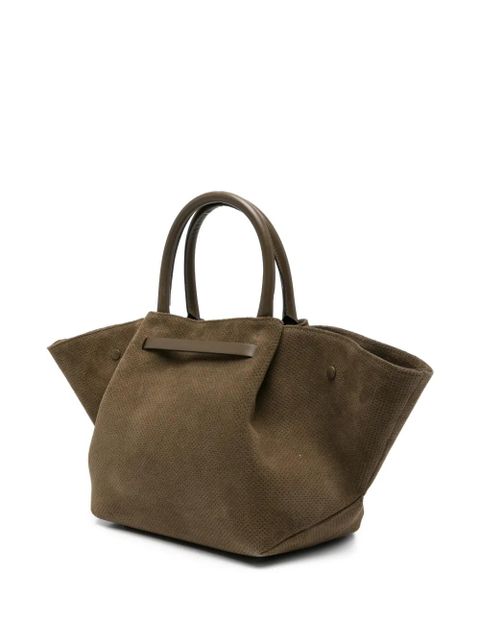DeMellier Midi New York perforated-detail suede tote bag - Green