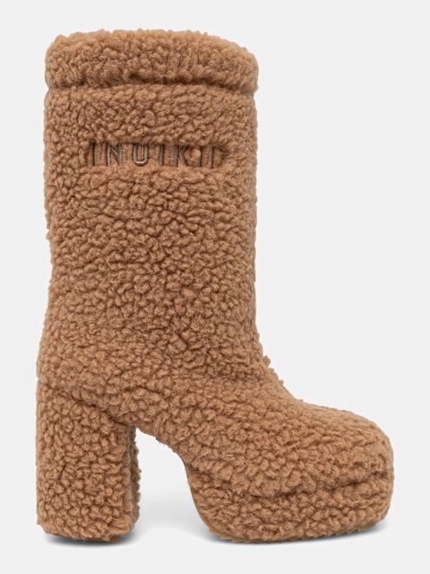 Inuikii botki Curly High Heel damskie kolor beżowy na słupku 1002.018.0011.250 - zdjęcie produktu nr 2