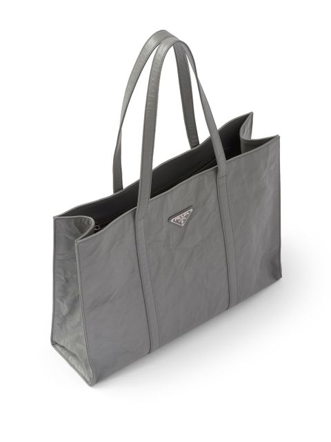 Prada large leather tote bag - Grey