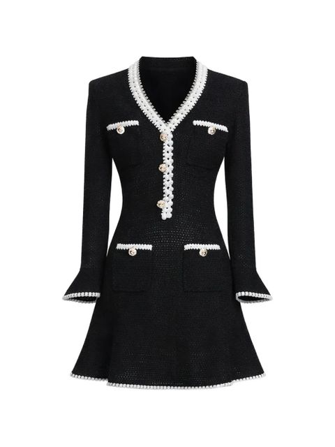 Self-Portrait knitted A-line mini dress - Black - zdjęcie produktu nr 1