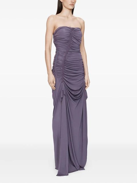 Christopher Esber Shibari ruche strapless jersey maxi dress - Purple