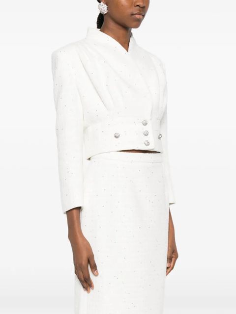 Alessandra Rich embellished-button cropped jacket - White