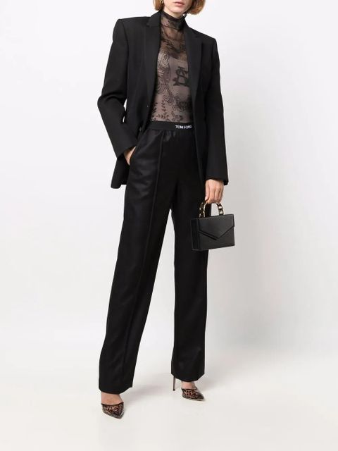TOM FORD logo-waistband straight trousers - Black - zdjęcie produktu nr 2