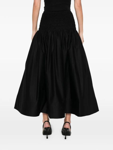 Self-Portrait shirred-panel maxi skirt - Black