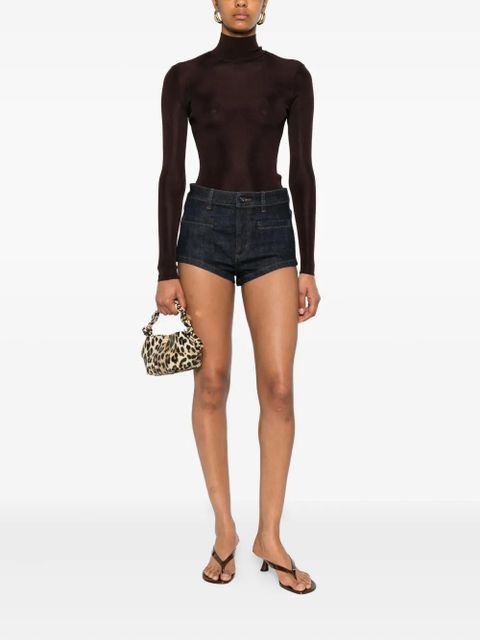 Self-Portrait high-neck ribbed top - Brown - zdjęcie produktu nr 2