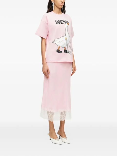 Moschino goose-print T-shirt - Pink