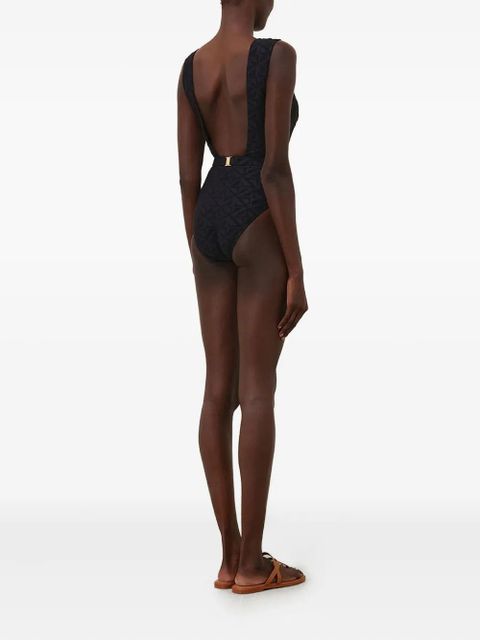 ZIMMERMANN geometric-print belted swimsuit - Black