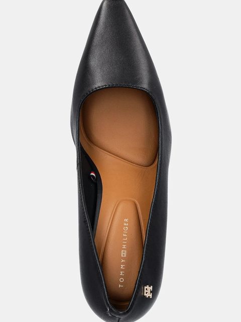 Tommy Hilfiger szpilki skórzane TH LOGO LEATHER PUMP SLANTED HL kolor czarny FW0FW08993