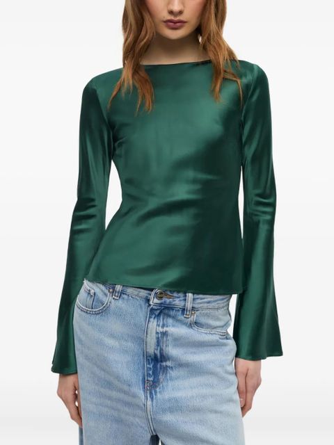 GANNI satin blouse - Green