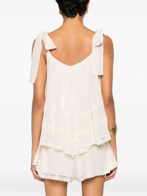 ZIMMERMANN tie-shoulder lace top - Neutrals