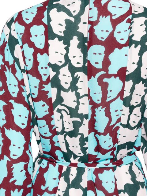 Missoni faces-print belted dress - Brown