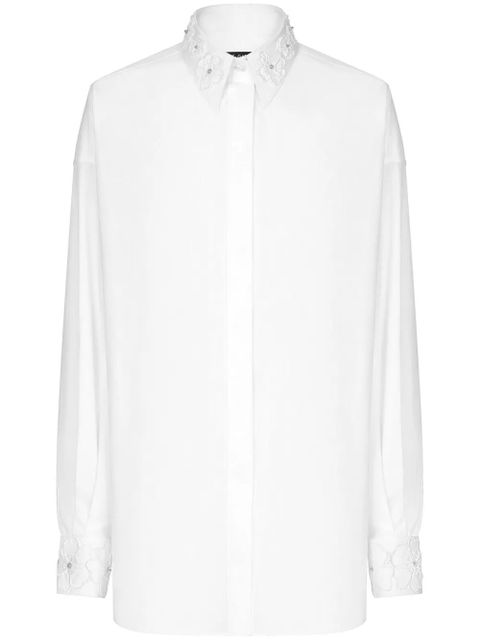 Dolce & Gabbana floral-embroidery point-collar shirt - White - zdjęcie produktu nr 1