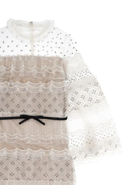 Valentino Garavani ruffled embellished dress - Neutrals