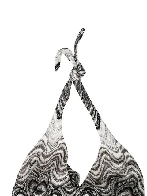 MC2 Saint Barth Marilyn wave-pattern halter swimsuit - Black