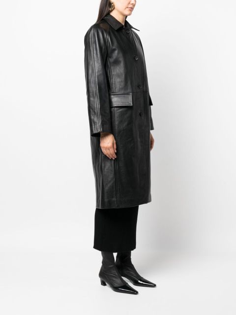 TOTEME raglan-sleeves leather coat - Black