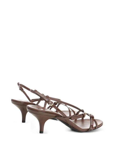 Miu Miu patent-leather buckle-detail sandals - Brown