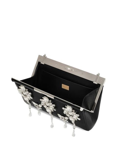 Dolce & Gabbana crystal-embellished clasp clutch - Black