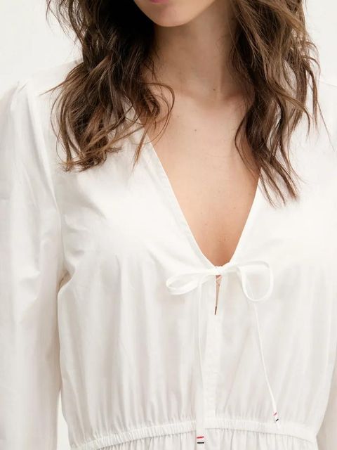 Tommy Jeans sukienka bawełniana kolor biały mini rozkloszowana DW0DW20341