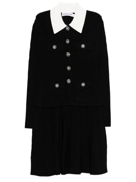 Self-Portrait embellished collared mini dress - Black - zdjęcie produktu nr 1