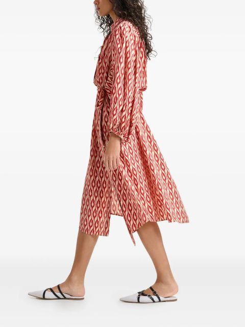 Essentiel Antwerp Ihilton abstract-print belted dress - Orange