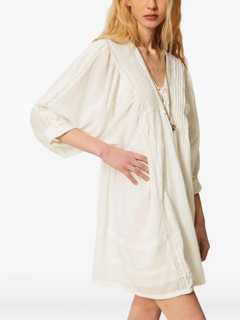 TWINSET laced v-neck dress - White