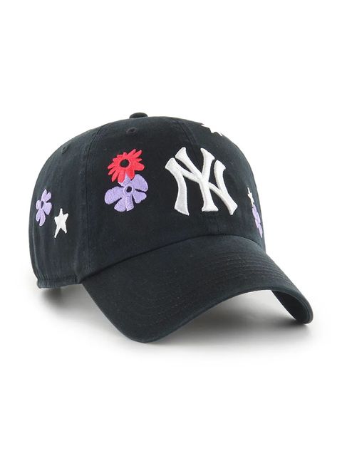 47 brand czapka z daszkiem bawełniana MLB New York Yankees kolor czarny z aplikacją B-FLRAC17GWS-BKA