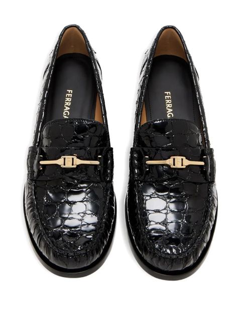 Ferragamo croc-effect loafers - Black