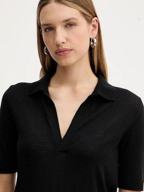 Simona Corsellini polo wełniane damski kolor czarny A25CPMGE0501