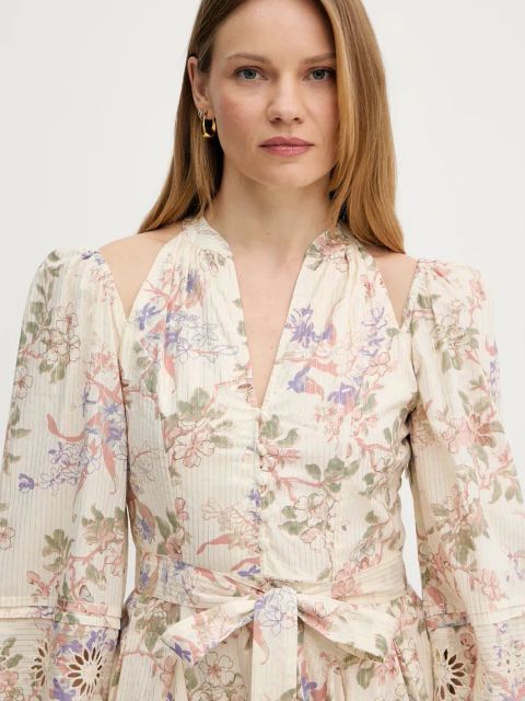 Twinset sukienka kolor beżowy mini rozkloszowana 251TT2154