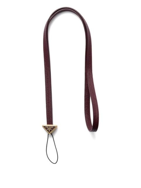 Prada triangle-logo leather phone strap - Red - zdjęcie produktu nr 1