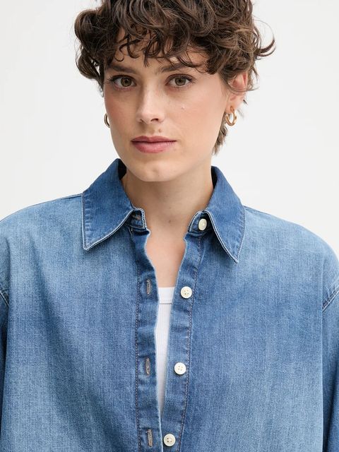 Calvin Klein Jeans koszula jeansowa damska kolor niebieski relaxed z kołnierzykiem klasycznym LV047D758G