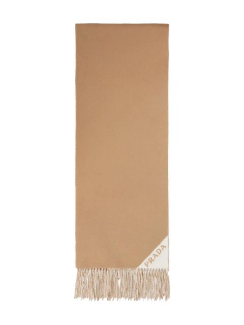 Prada frayed double cashmere scarf - Neutrals