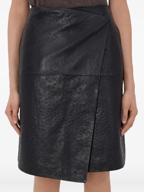 LouLou de Saison Gora ostrich-effect wrap midi skirt - Black