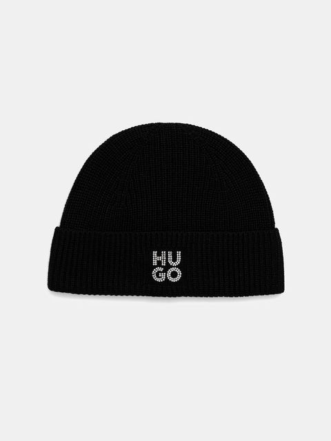 HUGO czapka z dodatkiem wełny kolor czarny 50548732 - zdjęcie produktu nr 1